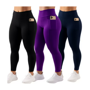Kit 3 Calça Legging Feminina com Bolso Lateral Fitness Esportiva ideal guardar objetos