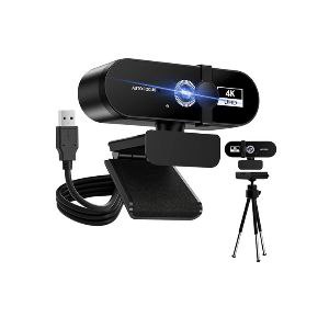 Webcam Full HD 4K para Notebook com Microfone — Plug & Play USB, Ângulo Ajustável 360°, Tripé Incluso + Proteção de Privacidade — Ideal para Home Office, Streaming e Videochamadas (4k)
