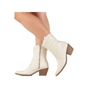 Bota Feminina Texana Bico Fino Cano Curto Confortavel Moda
