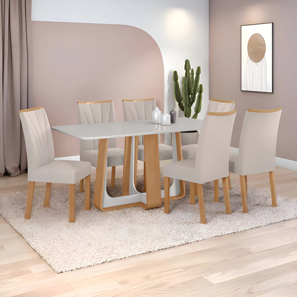 Conjunto Sala De Jantar Mesa Easy Pop 170×90 6 Cade Confort